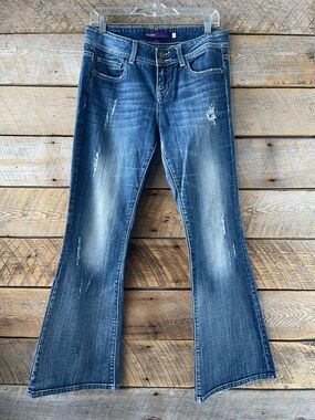 VIGOSS Collection Flare Leg Jeans Women's 7 Dark Blue Denim Stretch Mid Rise